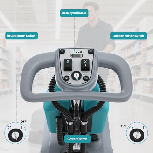 C4 15" Walk-Behind Commercial Floor Scrubber Machine, 500W Motor - Image 6