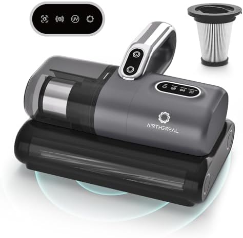 AIRTHEREAL M1 Mattress Vacuum Cleaner, 6 in 1 Bed Vacuum with High-Frequency Vibration - 80,000 RPM Dual Brushroll Rotation, UV-C Light, 14Kpa Suction, Dust Sensor, Ultrasonic and Heating Tech by Airthereal