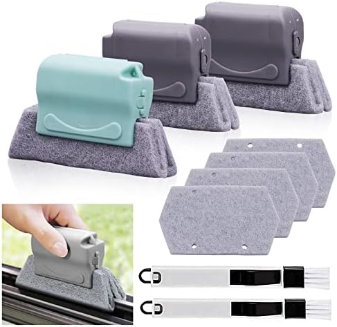 Koishu Magic Window Groove Cleaning Brush, Hand-held Window Track Cleaner Brushes Tools Set, Sliding Door Track Cleaner, Sill, Tile Lines, Shutter, Car Vents, Keyboard, Small Spaces Clean by Korunb