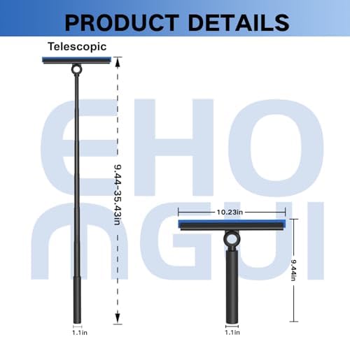 Shower Squeegee for Glass Doors, Squeegee with Long Handle, Telescoping Squeegee for Shower, Extendable Window Cleaner Tool for Car Windows, Tile Walls, Sliding Door, Shower Glass Door - Image 2