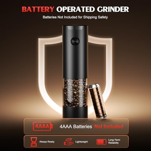 Electric Salt and Pepper Grinder Set Automatic Battery Pepper Mill Shakers Adjustable Coarseness Upgraded Larger Capacity with Led Home and Kitchen Appliances Birthday Gifts for Women Men - Image 3