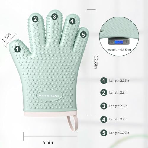 MAD SHARK Silicone Oven Mitts with Fingers Heat Resistant 450°F in Kitchen - Image 5
