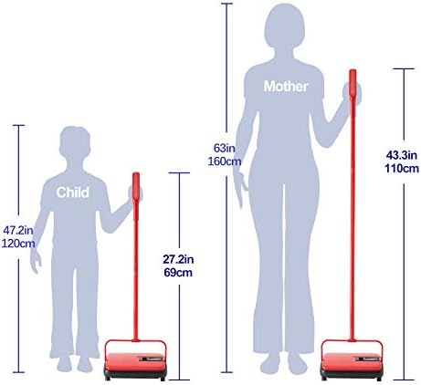 Eyliden Carpet Sweeper, Mini Size, Manual Sweeping, Red - Image 2
