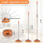 Wall Cleaner Mop with 68” Long Handle,15°Labor-Saving Elbow,Multi-Surface Duster for Painted Walls,Floor,Baseboard & Windows, Includes 2 Replaceable Microfiber Chenille Pads - Image 2