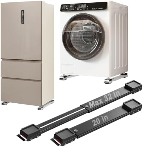 Appliance Rollers Heavy Duty,Max 32in,Second Generation Extendable Appliance Rollers Mobile Washing Machine Base Easily Move Washing Machines, Dryers, Refrigerators, Furniture Black anti fall by YULI3DH