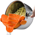 Kitchen Gizmo Snap N Strain Clip On Strainer for Pots and Pans - Adjustable Silicone Colander for Kitchen - Compact Clip-On Food Strainer for Draining Pasta and Vegetables - Orange by KitchenGizmo