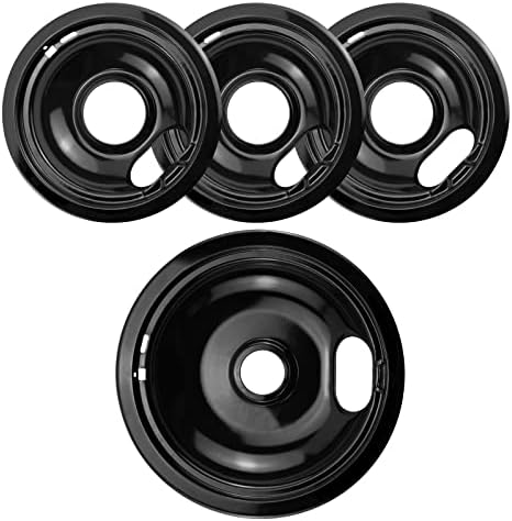 Black Stove Drip Pans for Whirlpool Amana Set of 4-3 6 in 1 8 inch by YourHomeApplianceMates