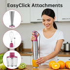 Turelar Immersion Blender Handheld Corded Hand Blenders Set 1100W, Trigger Variable Speed 5 in 1 Stick Emulsifier with Chopper, Whisk and Frother for Soup, Baby Food and Smoothies, Rose Red - Image 5