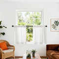 Cream Semi Sheer Kitchen Curtains for Small Windows 24 inch Length by DUKIYO
