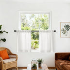 Cream Semi Sheer Kitchen Curtains for Small Windows 24 inch Length by DUKIYO