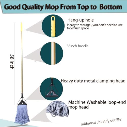 Midoneat Commercial Industrial Heavy Duty Mop with Long Handle,2packs - Image 2