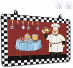 Kitchen Fat Chef Stove Top Covers for Electric Stove, Farmhouse Red Cook Induction Cooktop Cover Protector, White Black Plaid Range Mat for Glass Top Stove, Kitchen Countertop Dish Drying Mat, 24"x21" by Unknown
