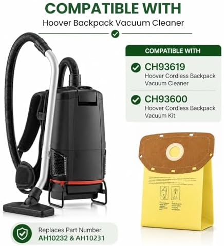 15 Pack AH10232 Sealed Collar Vacuum Bags for Hoover Commercial MPWR 40V Cordless Backpack Vacuum CH93619, CH93600 | Type CB1 Replacement Filter Bag with Leak-Proof Design - Image 3