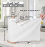 UPSTAR Microfiber Cleaning Cloth, Reusable Paper Towels Rolls, 50 Packs 12x12 inch Cleaning Rags for Washing Dishes, Kitchen, Bathroom, Car, White - Image 3