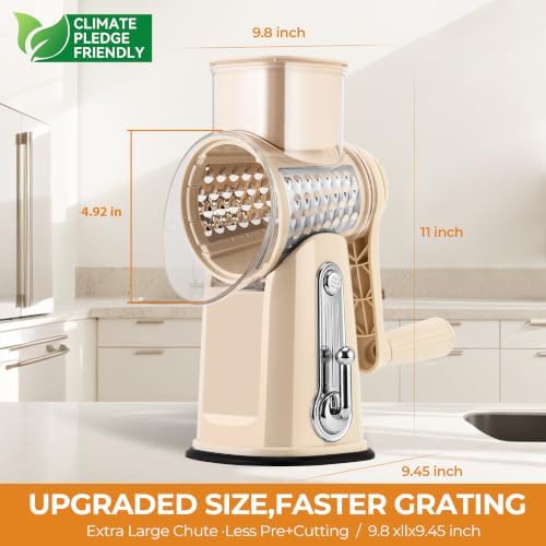SUSTEAS Rotary Cheese Grater 5 Blades,Kitchen Mandoline Vegetable Slicer - Image 6