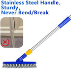 12" Wide Floor Scrub and Grout Brush Set With Long Extendable Handle - Stiff Bristle Heavy Duty Cleaner for Tile, Deck, Garage, Kitchen, Bathroom - Image 4