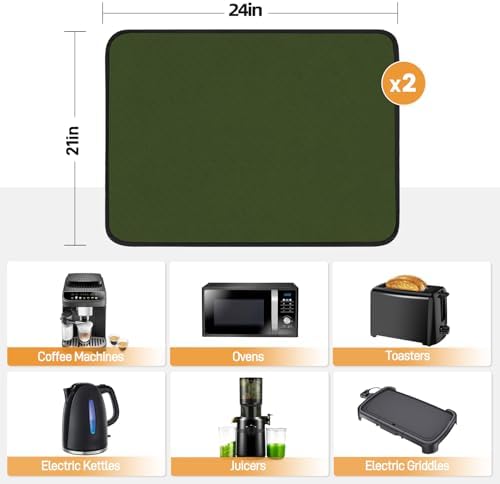 2 PCS Heat Resistant Mats for Countertop Air Fryer, 24x21in, Green - Image 4