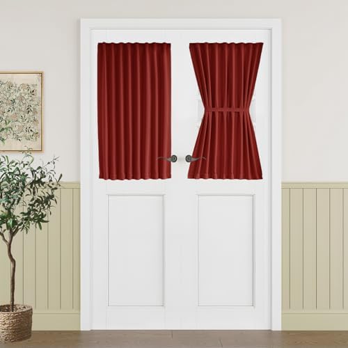 Vatge French Door Curtains, 40 Inch Length Door Curtains for Door Window, 1 Panel, W25 x L40, Red by Vatge