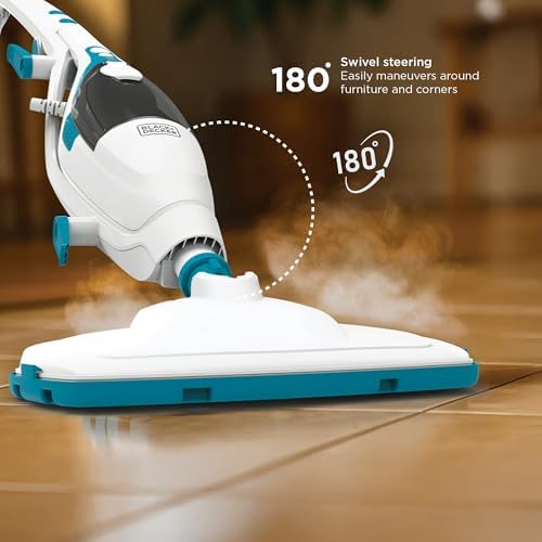 BLACK+DECKER 2-in-1 Steam Mop and Handheld Steam Cleaner, 1500W Electric Floor Steamer with 180° Swivel Steering, Fast 30s Heat-Up, Compact Foldable Storage, 13 Accessories for Tile & Hardwood Floors - Image 4