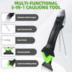 5 in 1 Silicone Caulking Tool Kit, Caulk Remover Tool with Stainless Steel Head,Caulk Finishing Tool with Different Angles,Grout Removal Tool for Kitchen Sink Washroom Floor Bathroom Toilet Caulking - Image 2