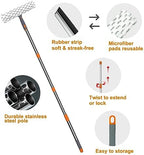 Squeegee for Window Cleaning,12" Squeegee and 11" Microfiber Scrubber Combi with Stainless Steel Pole,Extendable Window Cleaner for Car,Sliding Door,Shower Glass Door-Swivel Style-2 Pads - Image 6