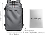 Men Travel Backpack vacuum compression Laptop Backpack Large Capacity Backpack 17 inch Extended Hiking Business backpack (grey) - Image 3