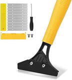 Heavy Duty Floor Scraper with 44.5” long handle, 4” Scraper Tool with 10 Replacement Metal Razor Blades, Paint Scraper for Cleaning Gum Glass Wall Tile Glue Linoleum Stove Top by KalTell