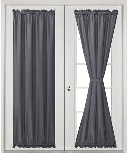 Hiasan Front French Door Curtains for Window, Grey, 24W x 72L, 1 Panel - Image 2