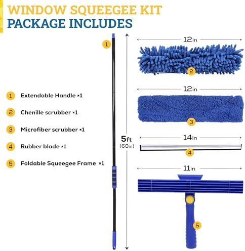 KLEEN HANDLER 2-in-1 Window Squeegee with 60” Extendable Pole - Image 4