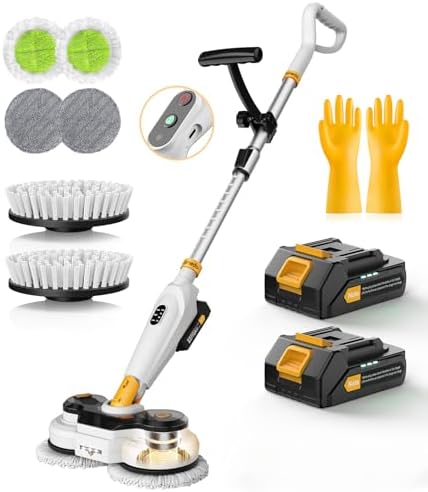 Qimedo Battery Electric Mop, Cordless Electric Scrubber & Flat Mop for Floor Cleaning, Best Automatic Spin Mops with Smart Display,Rotating Mops with LED Light & Water Spray by qimedo