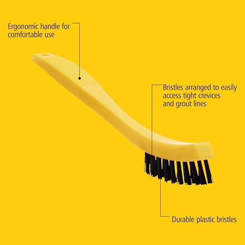 Rubbermaid Commercial Products Tile and Grout Brush, Black, Cleaning Scrubbing Brush, Multi-Surface for Grout, Bathrooms, Kitchens, Countertops, 8.5" (Pack of 2) - Image 2