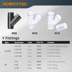 POWERTEC 2-1/2 Inch ID Y Fitting for 2 1/2 Inch OD Dust Collection Pipes, Adapters and Fittings, Dust Collection Fittings for Dust Collector Accessories, 1 pack (70303) - Image 6