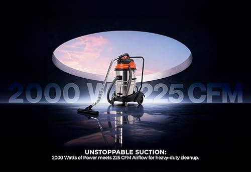 Industrial Wet/Dry Vacuum Cleaner | 2 Motors | 2000 Watt Power | 225 CFM | 21-Gallon Capacity JM773 - Image 2