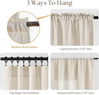 40 Inch Linen Farmhouse Kitchen Small Curtains 2 Panels Semi Sheer - Image 4