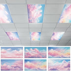 6 Pcs Fluorescent Light Covers with 60 Magnets Decorative for Classroom Ceiling Light 4 x 2 Feet Magnetic Lights Covers Filter Easy Install for Office Hospitals & Home Drop Ceiling Supplies (Cumulus) by Wiooffen