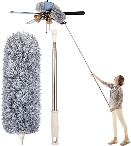 Microfiber Feather Duster, High Ceiling Fans with 30-100 Inch Pole, Gray by Newliton