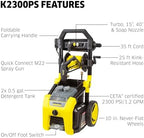Kärcher Pressure Washer K2300PS, CETA Certified, 4 Spray Nozzles, Detergent Tank, Hose Reel, for Cars, Driveways, Siding, Patios, 1.2 GPM - Image 2