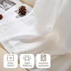jinchan Rustic Linen Rod Pocket Tier Curtains, 26x20, 2 Panels, White - Image 7