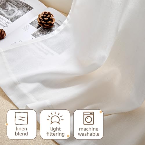 jinchan Rustic Linen Rod Pocket Tier Curtains, 26x20, 2 Panels, White - Image 7