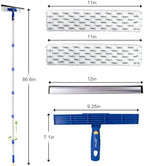 86.6" Window Squeegee Cleaner,2 in 1 Window Cleaning Tool Kit,Shower Squeegee with Extension Pole，Glass Cleaning Tools for Shower Glass,Indoor/Outdoor High Window Cleaning-Two Pads - Image 6
