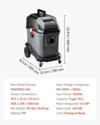 VEVOR Commercial Shop Vac, 11 Gallon Wet Dry Shop Vacuum, 5.5 Peak HP Portable with One-Button Self-Cleaning, 1350W Input, 1.25in x 7ft Hose, 20ft Cord, Industrial-Grade for Jobsite, Workshop - Image 7