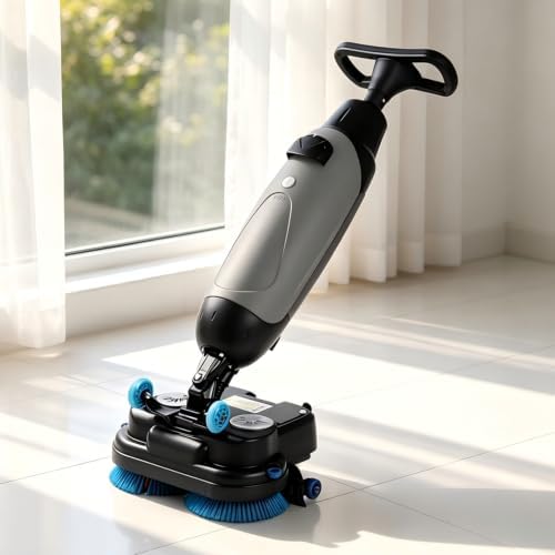 17" Commercial Floor Scrubber, 17" Floor Machine Efficient Cleaning,Carpet Extractor Power Scrub Brush,Walk-Behind Commercial Cleaning Machine, for Home, Office & Bathroom Gray by Unknown