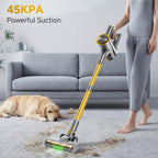 Cordless Stick Vacuum Cleaner - 45KPA Powerful Suction Vacuum with 45 Min Runtime, Detachable Battery, Anti-Tangle & 1.5L Dust Cup, 8 in 1 Vacuum Cleaner for Pet Hair, Carpet, HardFloor, Yellow - Image 2