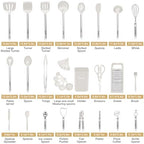 Kitchen Utensil Set-Silicone Cooking Utensils-33 Kitchen Gadgets & Spoons for Nonstick Cookware-Silicone and Stainless Steel Spatula Set-Best Kitchen Tools, Useful Pots (Cream White) - Image 2