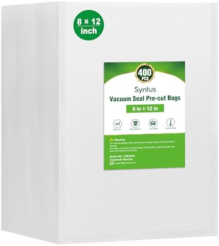 Syntus 400 Pcs Vacuum Sealer Bags for Food, Quart Size 8x12, BPA Free by Syntus