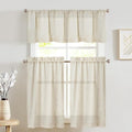 jinchan Lien Tier Curtains and Valances, 26x36, 3 Panels, Natural by JINCHAN