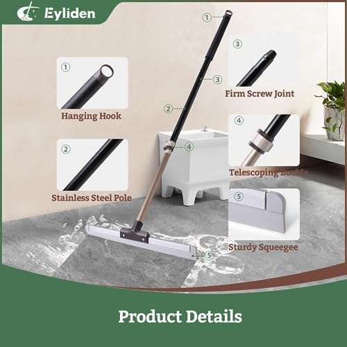 Eyliden 17" Rubber Floor Squeegee, Quick Water & Foam Removal Broom - Image 5