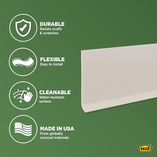 MD Building Vinyl Wall Base, Almond, 4in x 48in, 0.08in Thick - Image 4