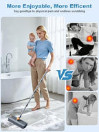 Floor Scrub Brush with Long Handle, 4 in 1 Shower Scrubber with Floor Squeegee and Heavy-Duty Stiff Bristle Push Broom for Cleaning Shower Bathroom Patio Pool Kitchen Wall Deck Tile Garage - Image 2
