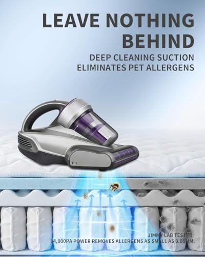 Jimmy Mattress Vacuum Cleaner, Anti-allergen Bed Vacuum Cleaner with UV-C Light & High Heating Tech, 14Kpa Suction 480W Powerful Handheld Vacuums for Dust & Pet Hair(JV35, Corded) - Image 3
